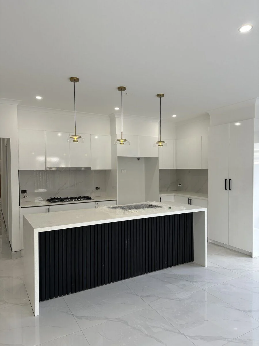 White open-plan kitchen